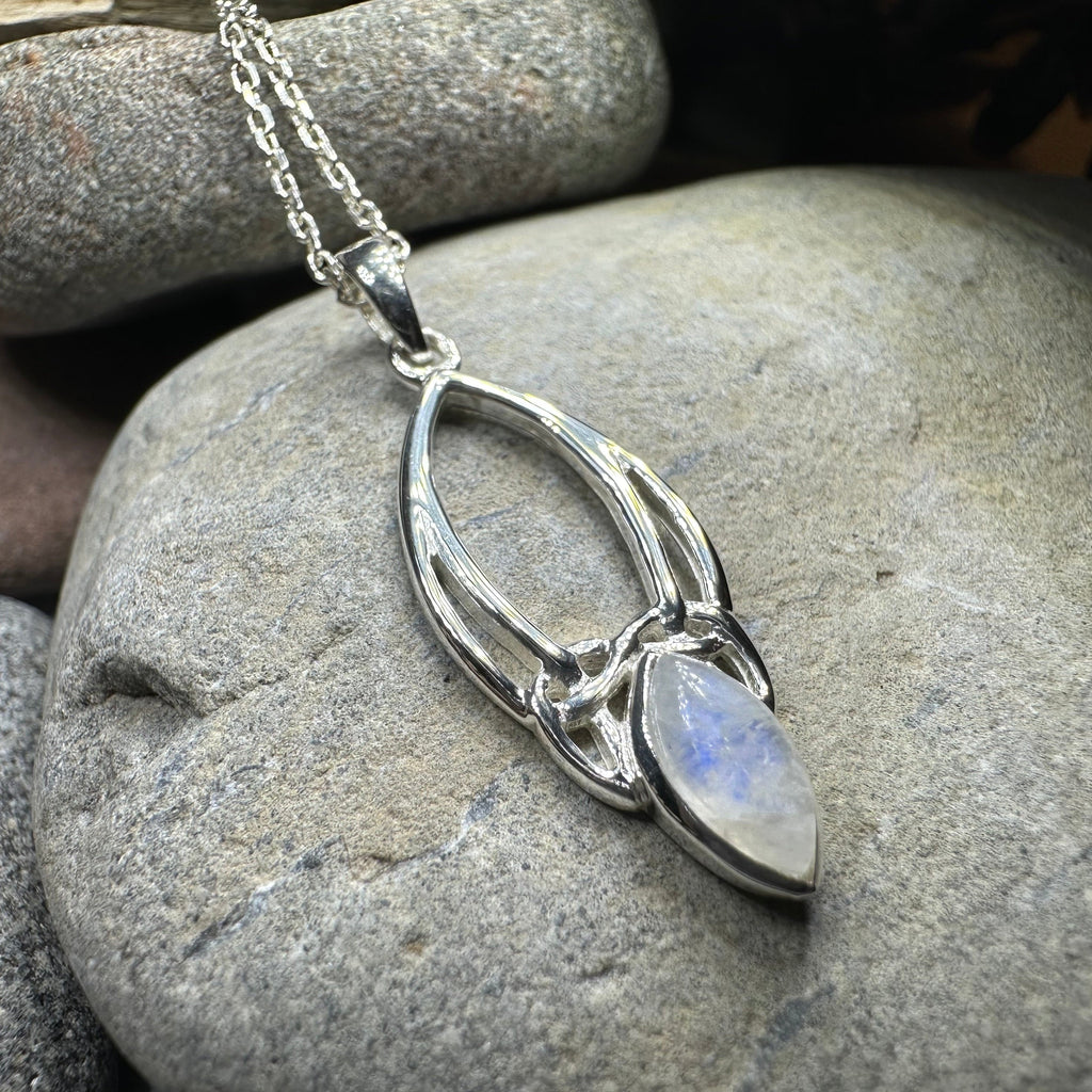 Elegant Moonstone Celtic Trinity Knot Necklace