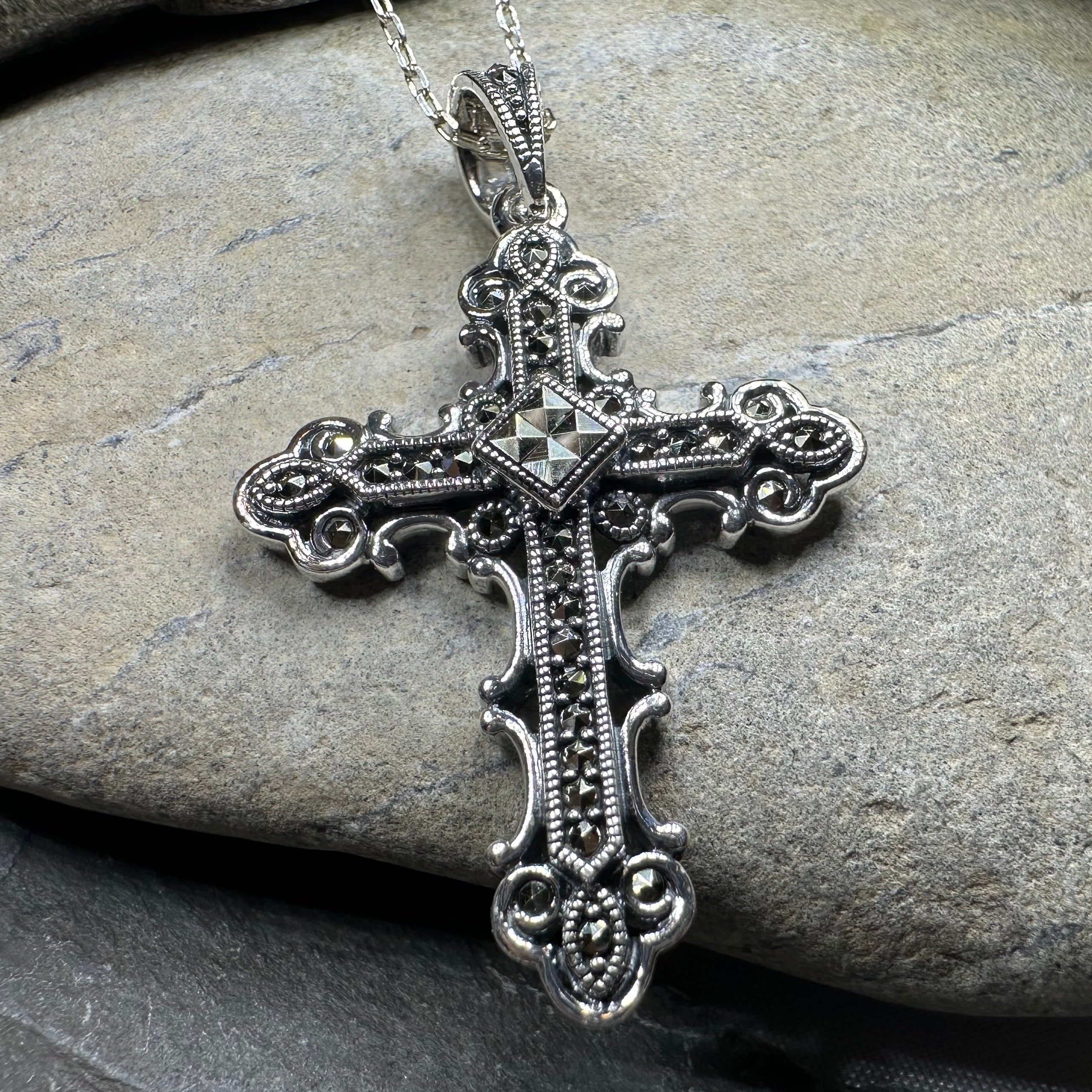 Jehanne Marcasite Cross Necklace