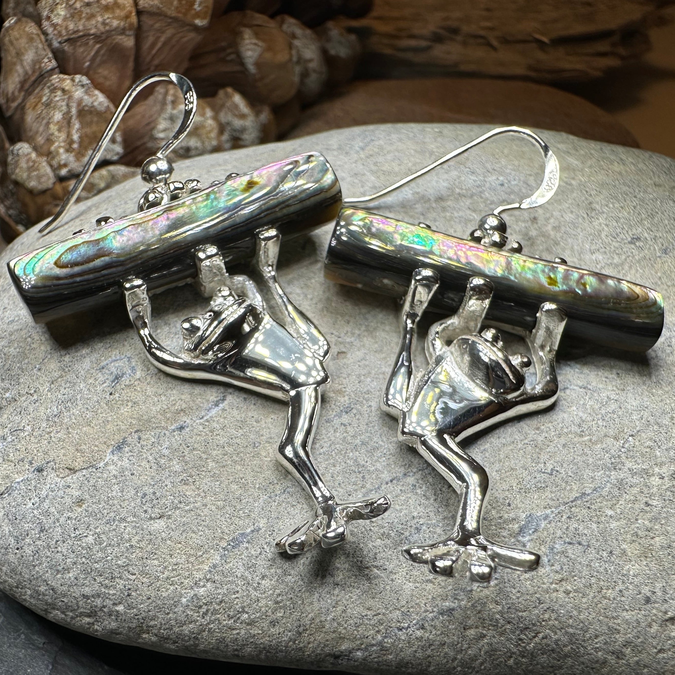 Abalone Frog Earrings
