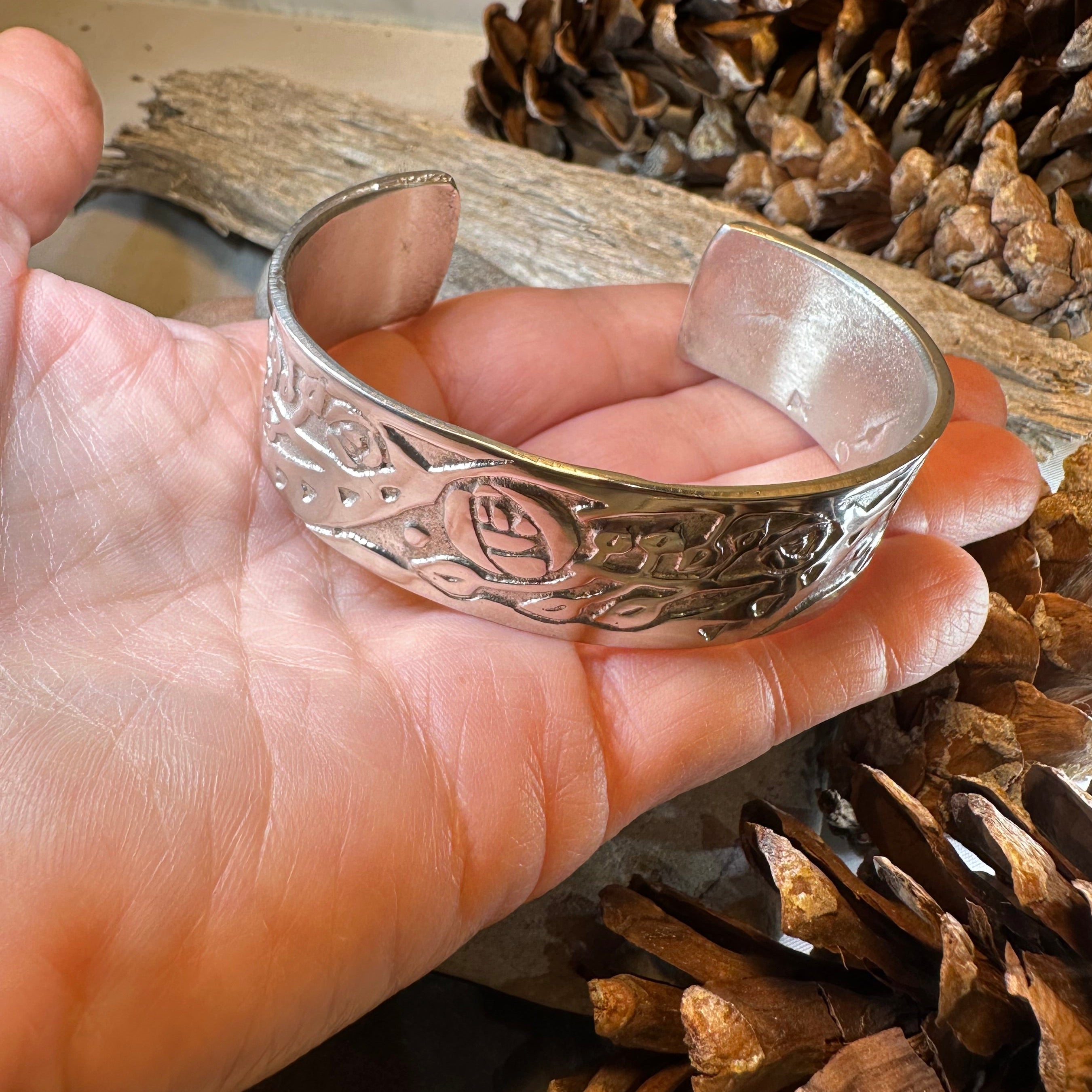 Celtic Mackintosh Flower Cuff Bracelet - Handmade in Scotland