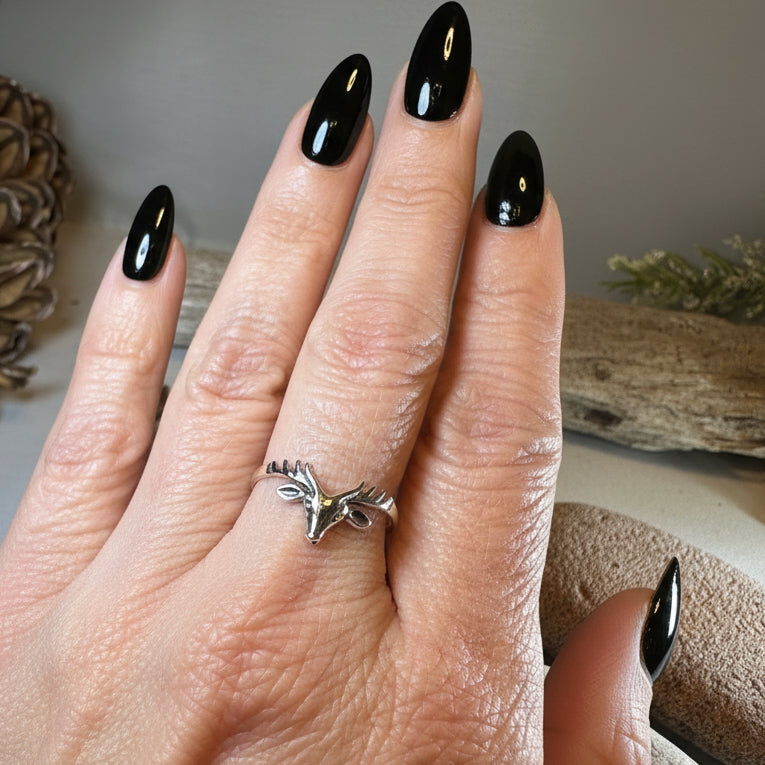 Celtic Stag Ring in Sterling Silver
