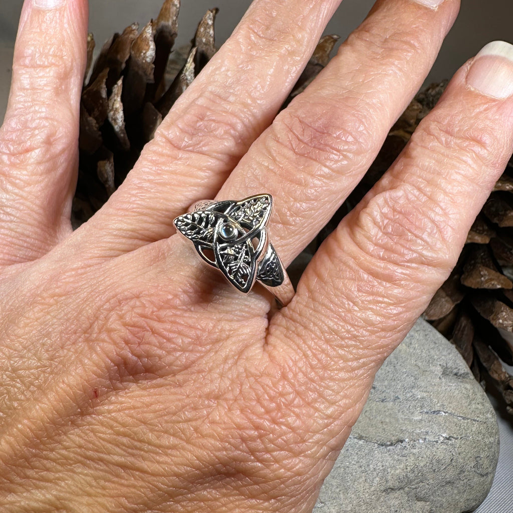 Oak Ash Thorn Moonstone Ring in Sterling Silver