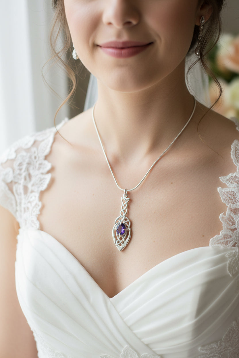 Georgina Celtic Knot Amethyst Necklace - Handmade in Scotland