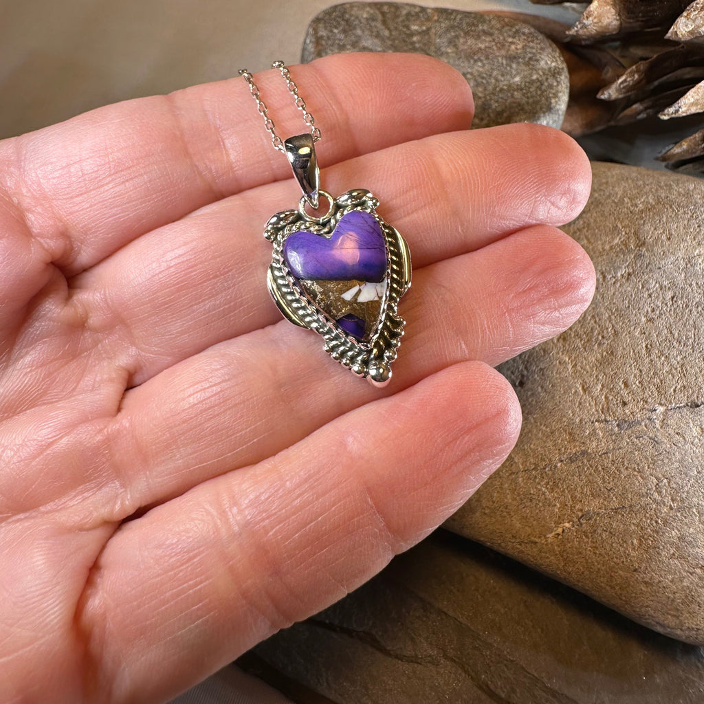 Purple Heart Necklace in Sterling Silver
