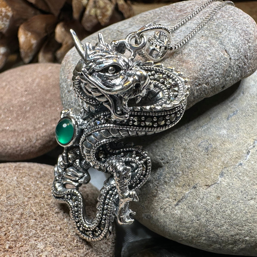 Avrae Marcasite Dragon Necklace in Sterling Silver