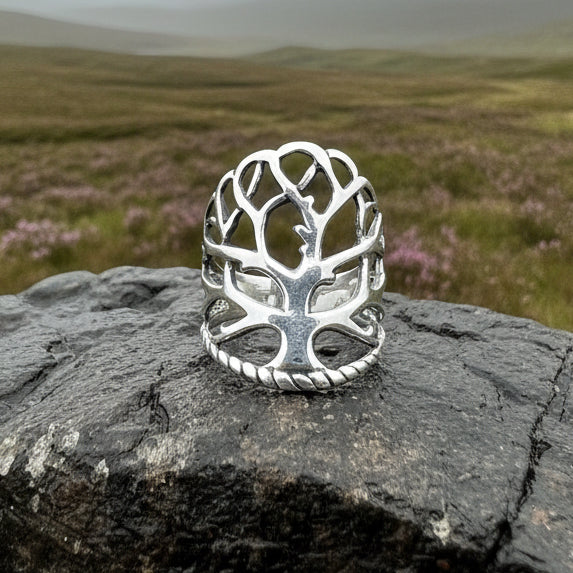 Áedh Celtic Tree of Life Ring in Sterling Silver