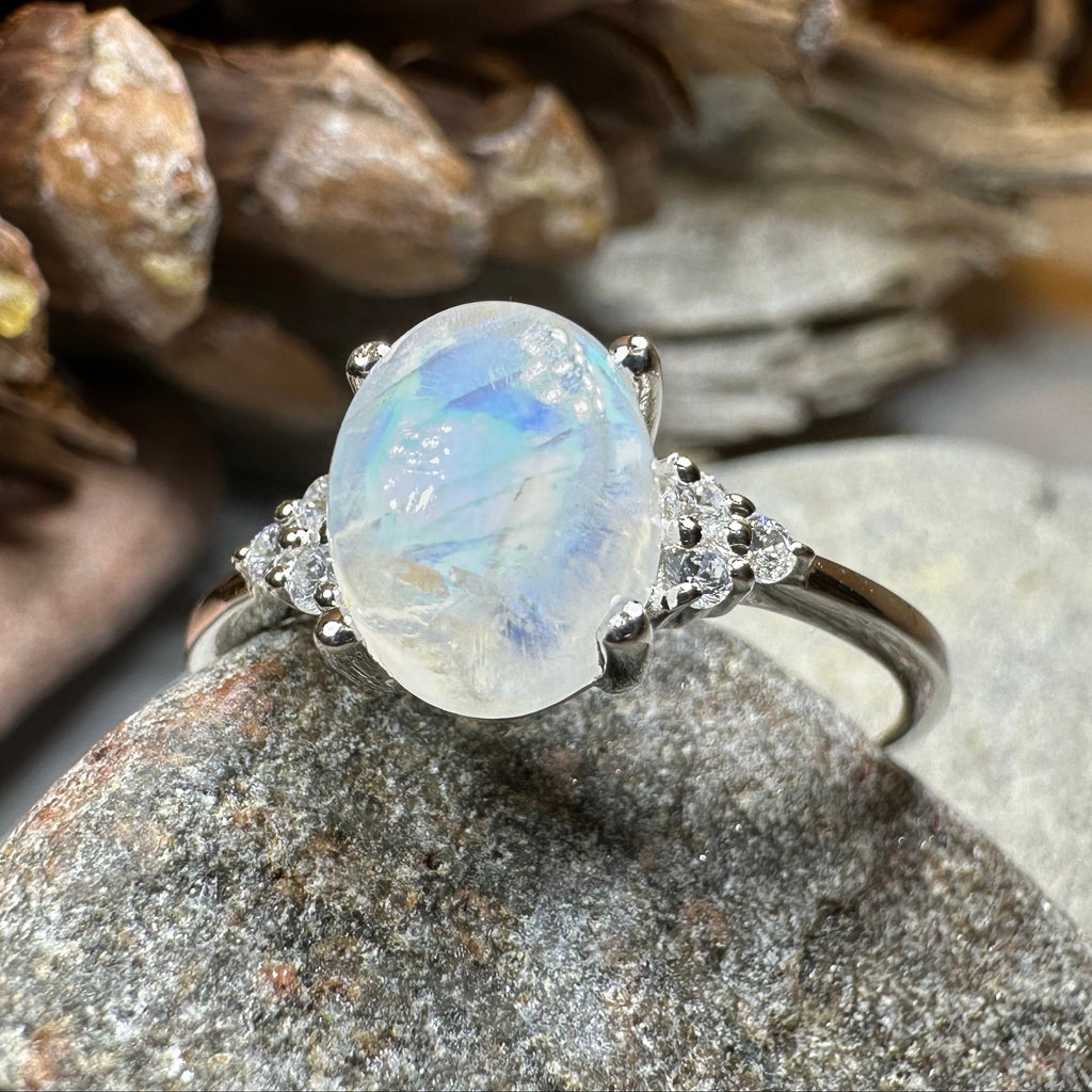 Winter Dawn Moonstone Ring in Sterling Silver