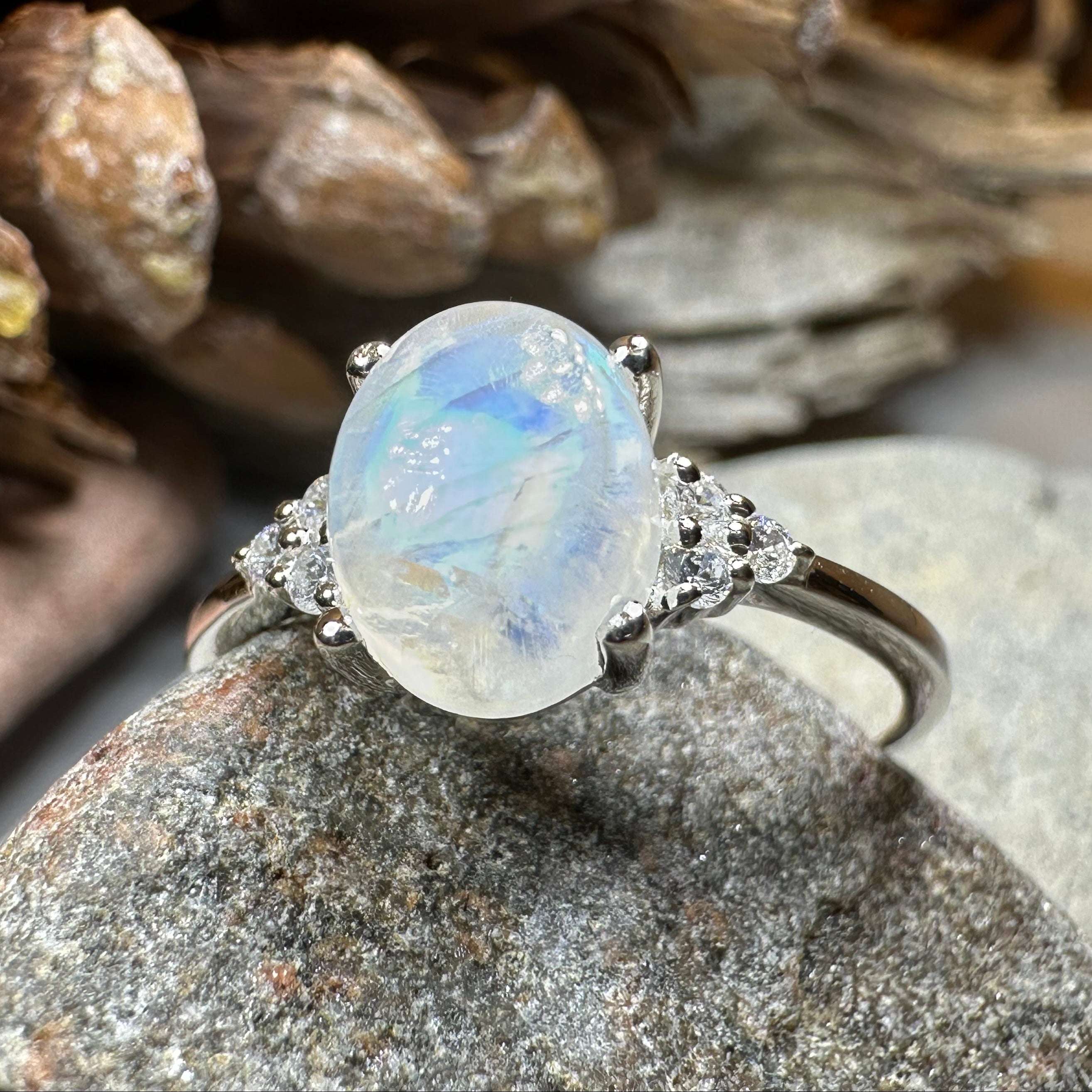Winter Dawn Moonstone Ring in Sterling Silver