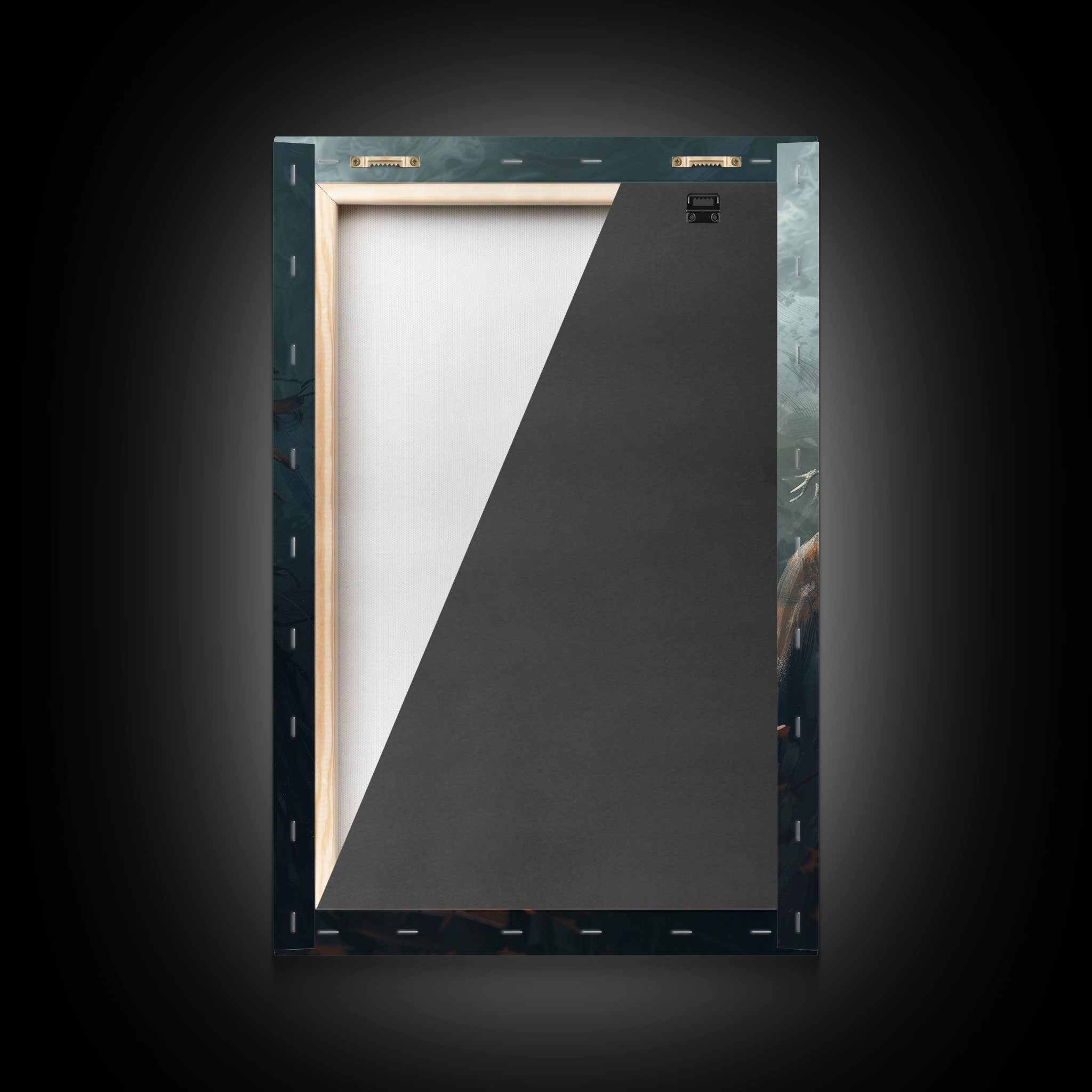 Menacing Pumpkin Head Monster Emerging from Fog - Creepy Halloween Horror Artwork Framed Canvas Print, Spooky Gothic Home Wall Decor