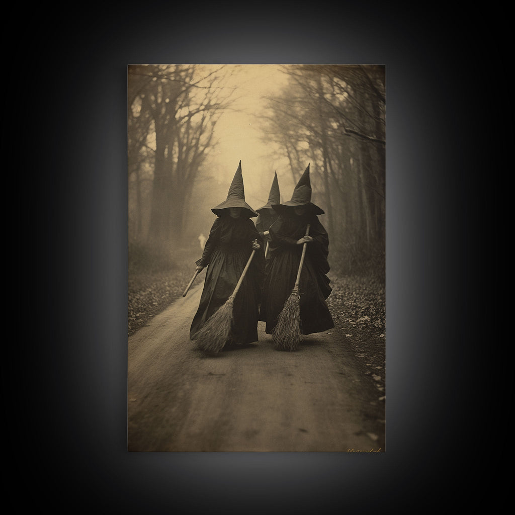 Black And White Art, Witch Wall Decor, Horror Art Print, Gothic Wall Art, Canvas Print, Wall Art, Vertical Print, Home Decor, Wall Decor
