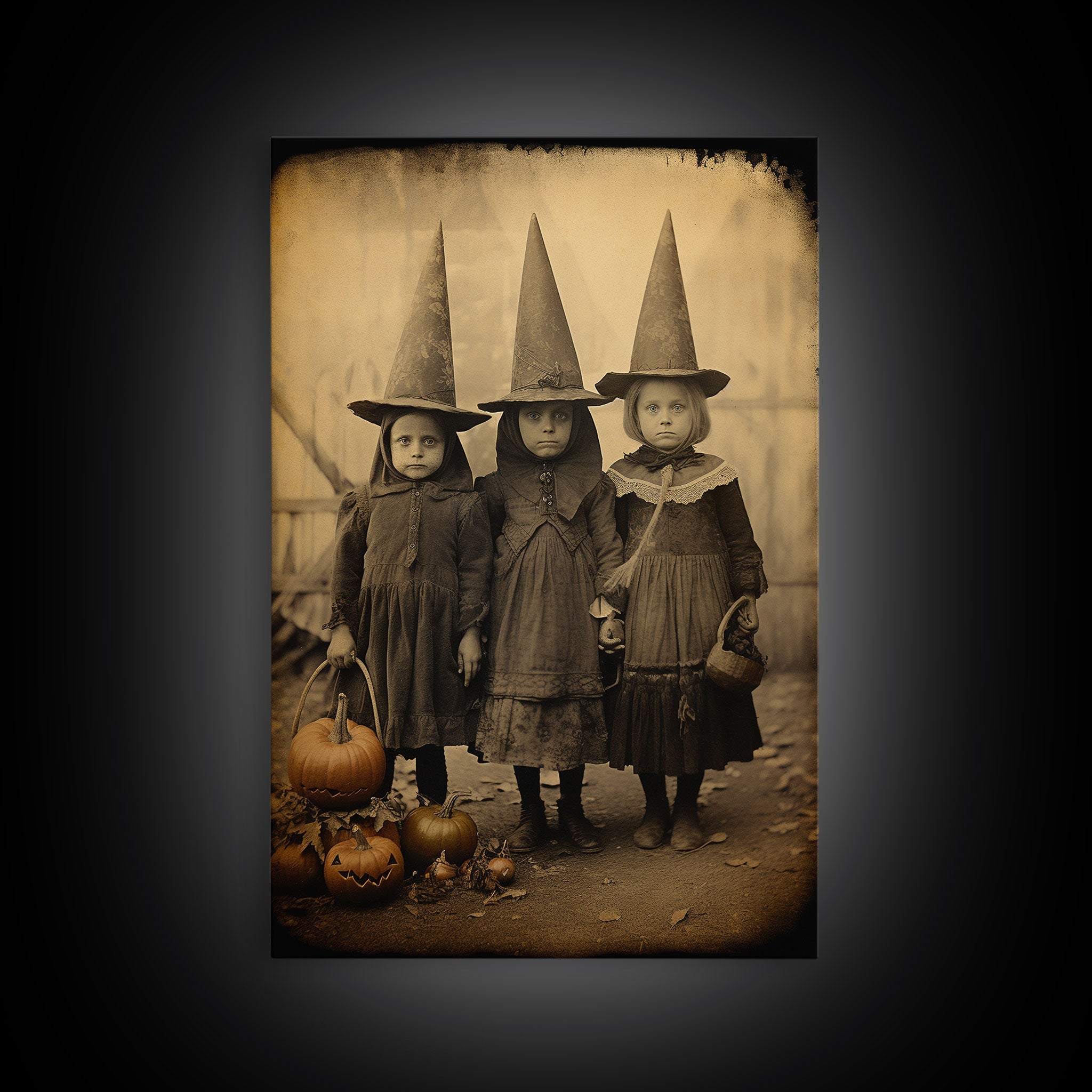 Witch Halloween, Spooky Art Print, Vintage Photograph, Black And White Art, Canvas Print, Wall Art, Vertical Print, Home Decor, Wall Decor
