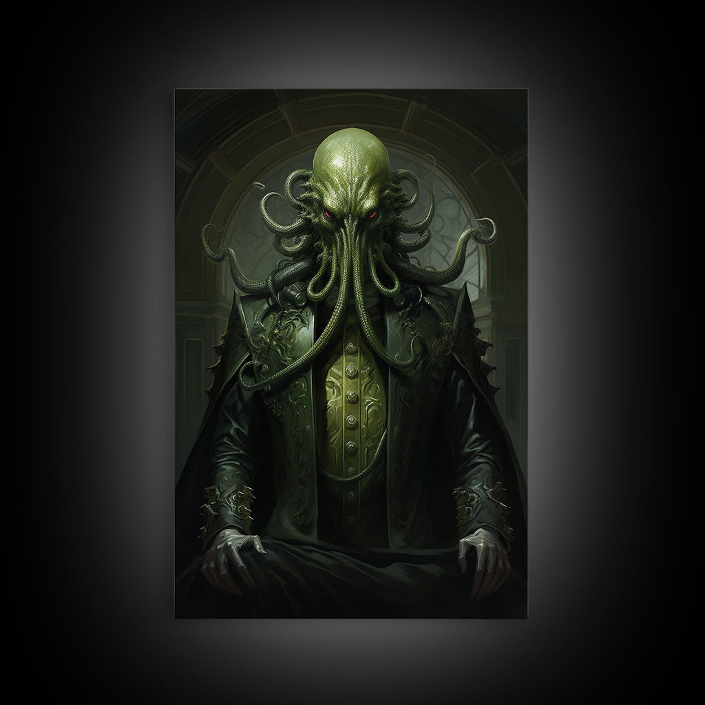 Le démon Cthulhu, Art gothique, Impression sur toile encadrée, Décoration d'Halloween, Le gentleman Cthulhu, Art gothique, Décoration d'Halloween démoniaque