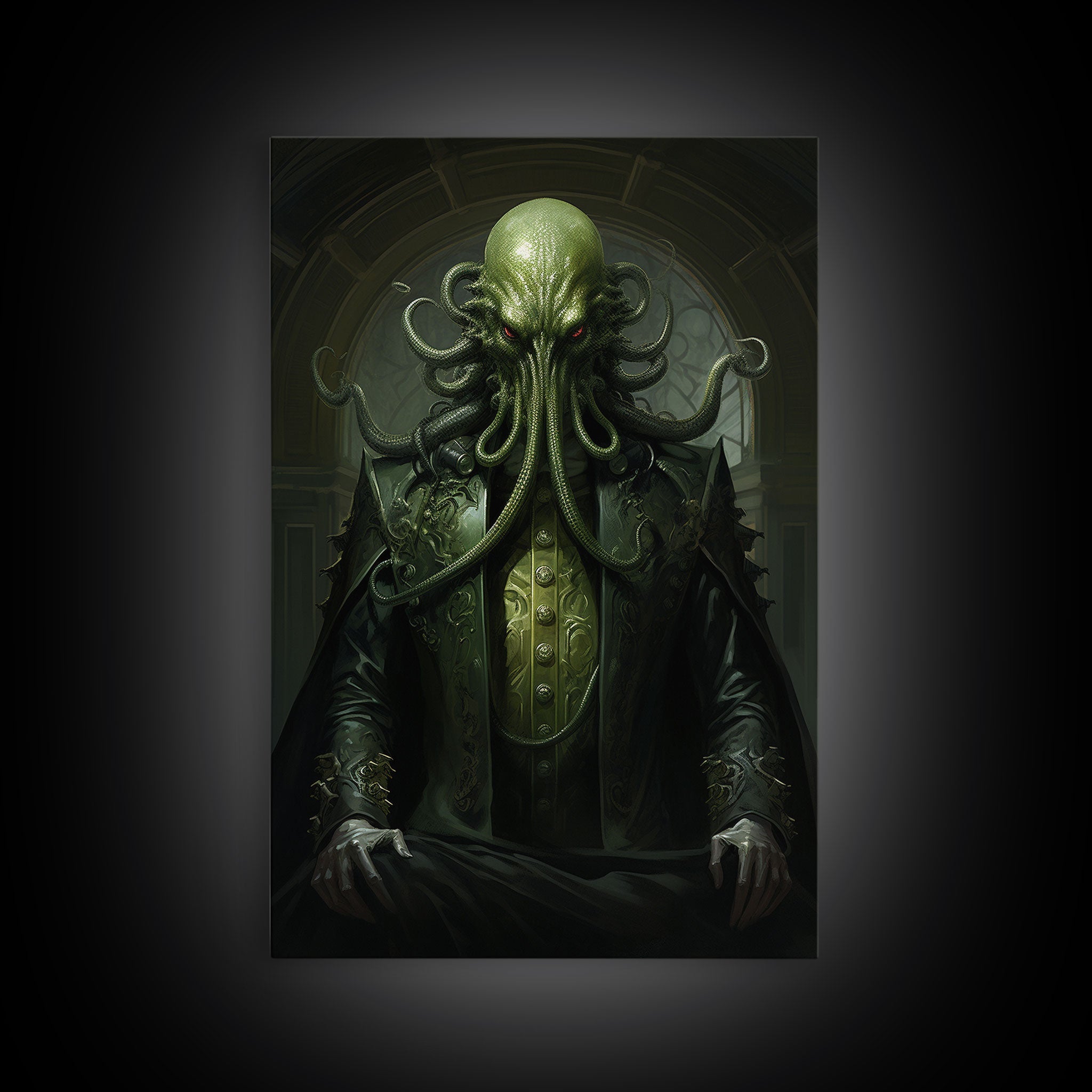Le démon Cthulhu, Art gothique, Impression sur toile encadrée, Décoration d'Halloween, Le gentleman Cthulhu, Art gothique, Décoration d'Halloween démoniaque