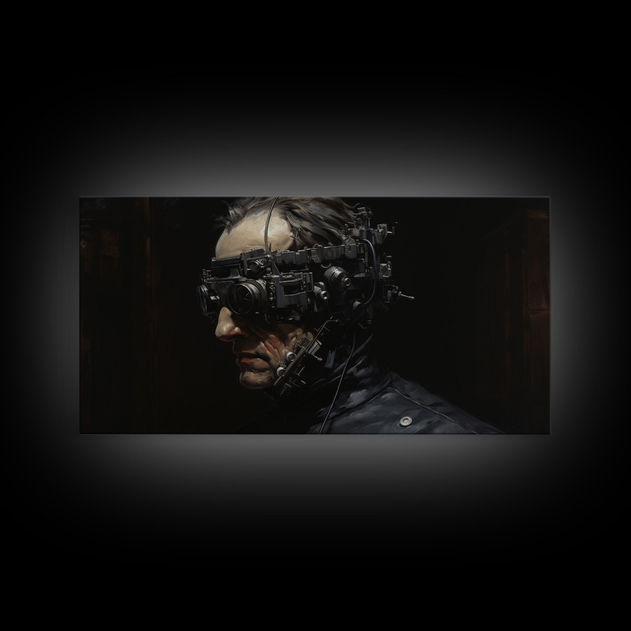 Victorian Steampunk Cyborg, Framed Canvas Print, Horror Prints, Halloween Wall Art, Halloween Themed Decor