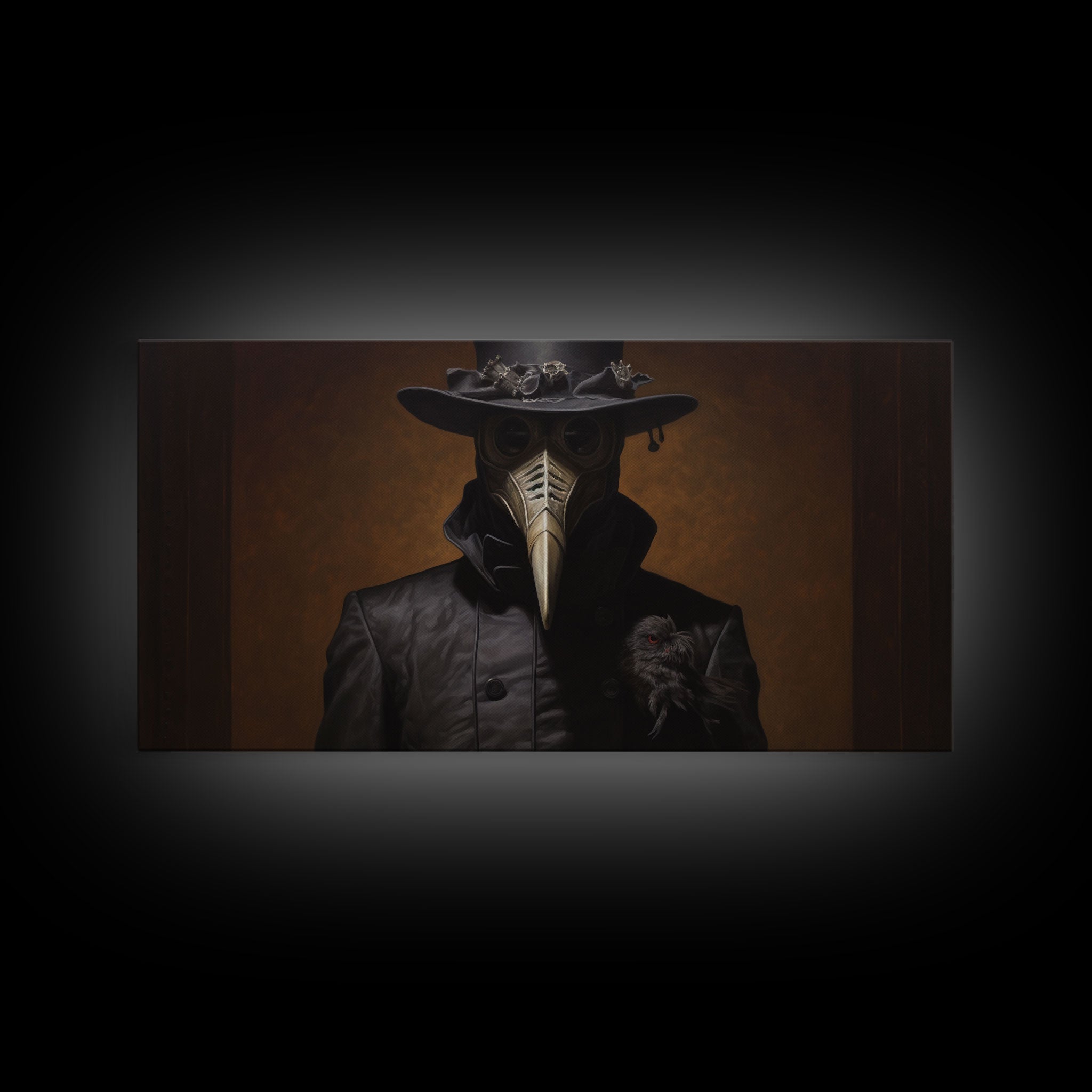 The Plague Doctor, Dark Academia, Framed Canvas print, Halloween Art Prints, Spooky Victorian Oil Painting Print, Halloween Decor