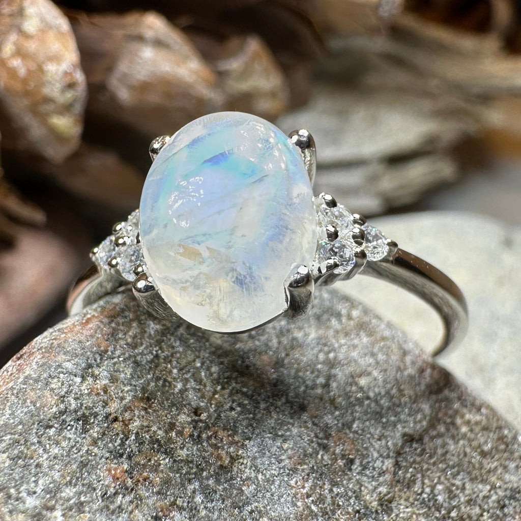 Winter Dawn Moonstone Ring in Sterling Silver