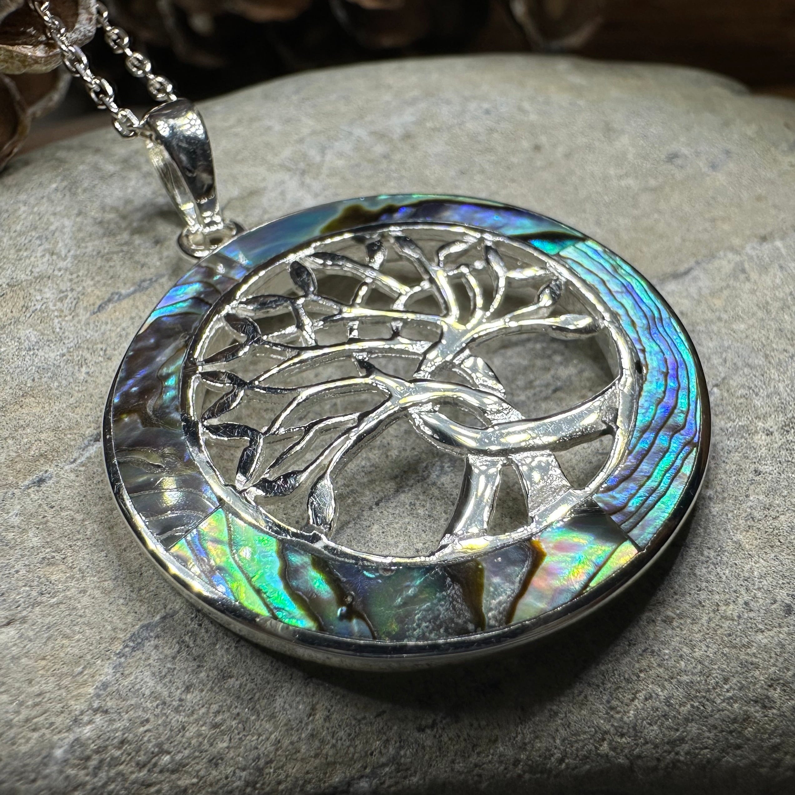 Carmina Tree of Life Shell Necklace in Sterling Silver