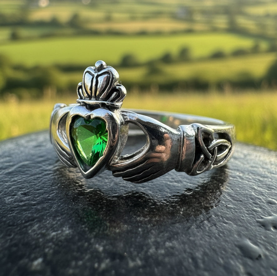 Irish Claddagh Trinity Knot Ring in Sterling Silver