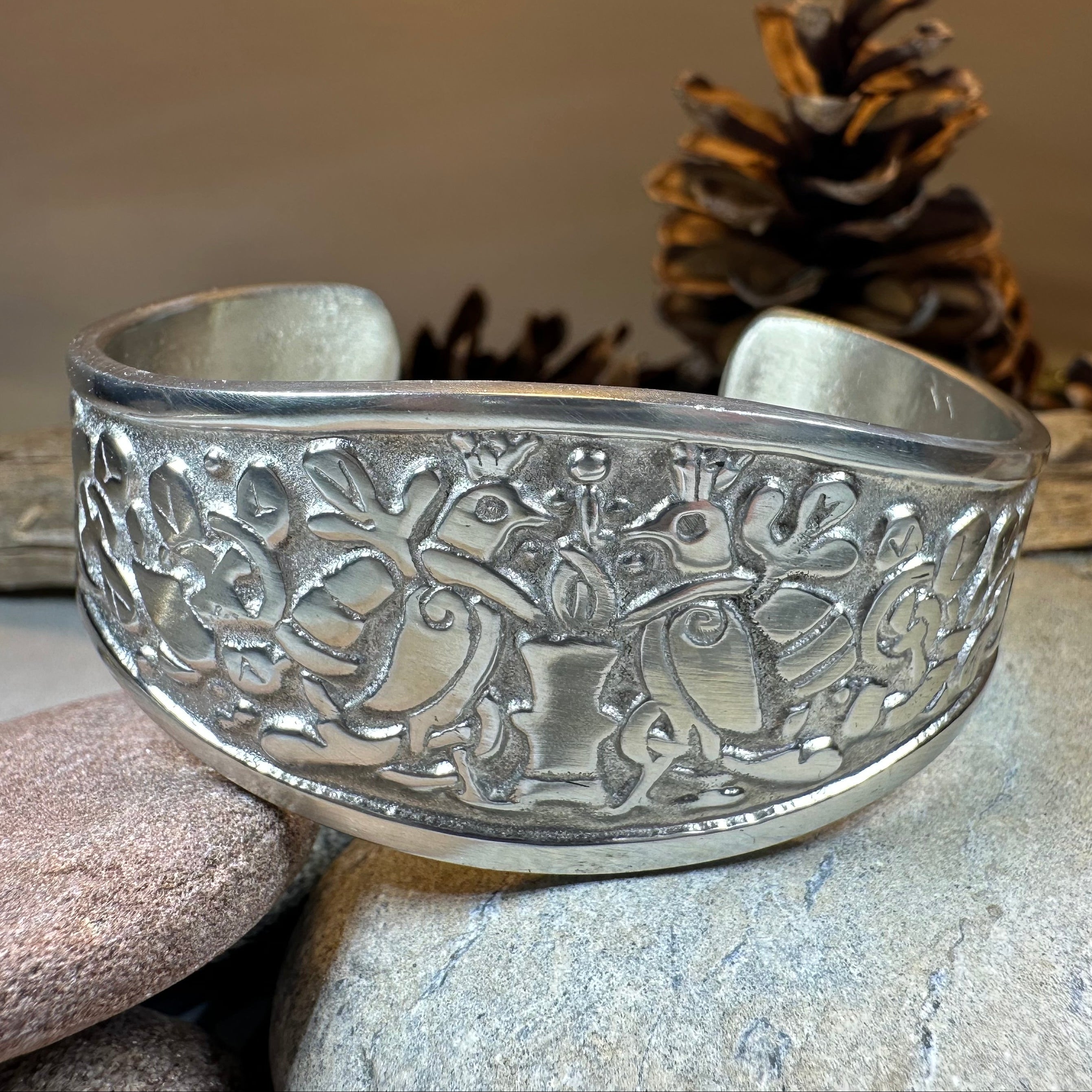 Celtic Love Birds Cuff Bracelet - Handmade in Scotland