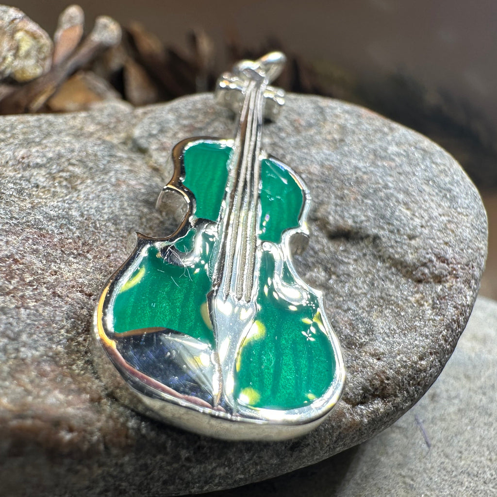 Realistic Enamel Fiddle Necklace - Handmade in Scotland