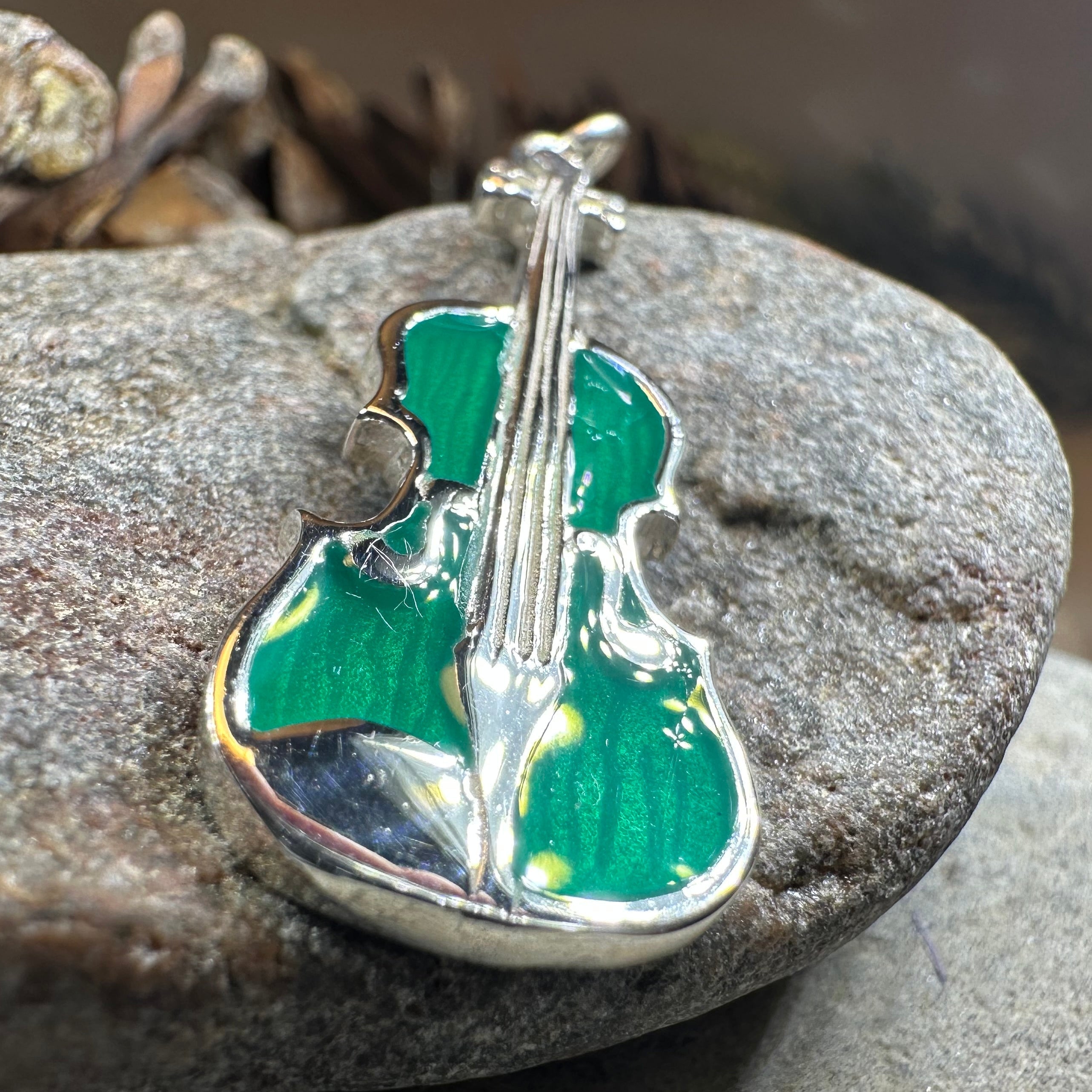 Realistic Enamel Fiddle Necklace - Handmade in Scotland