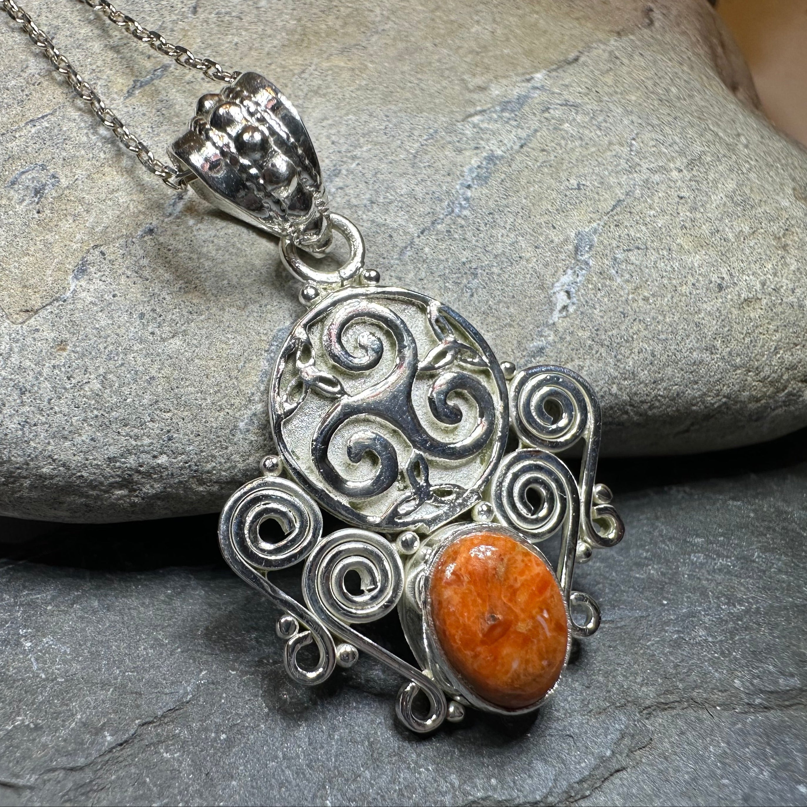 Lyria Celtic Triple Spiral Necklace in Sterling Silver