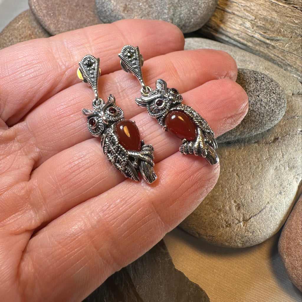 Marcasite Owl Earrings