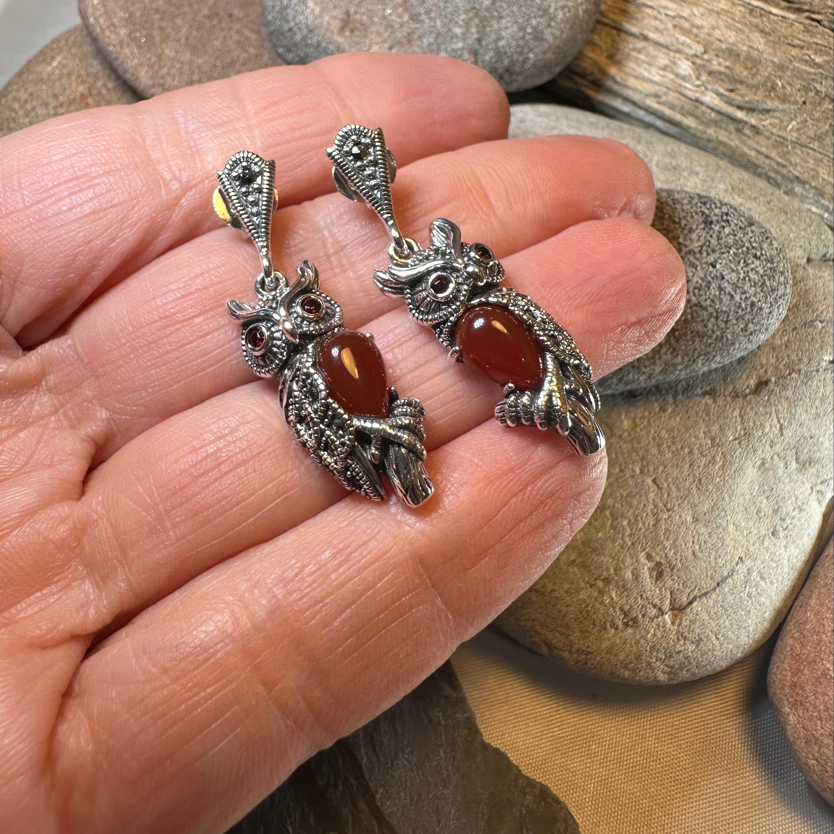 Marcasite Owl Earrings