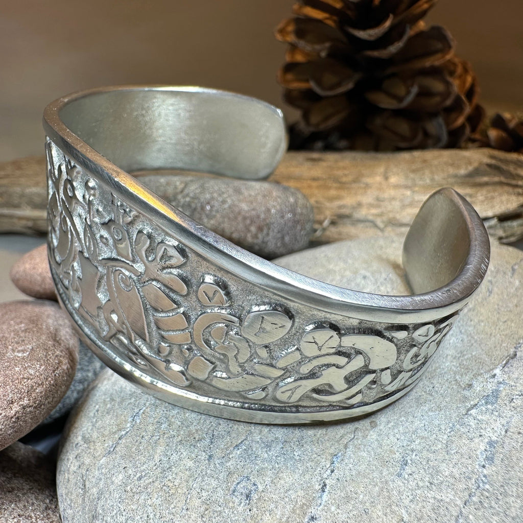 Celtic Love Birds Cuff Bracelet - Handmade in Scotland