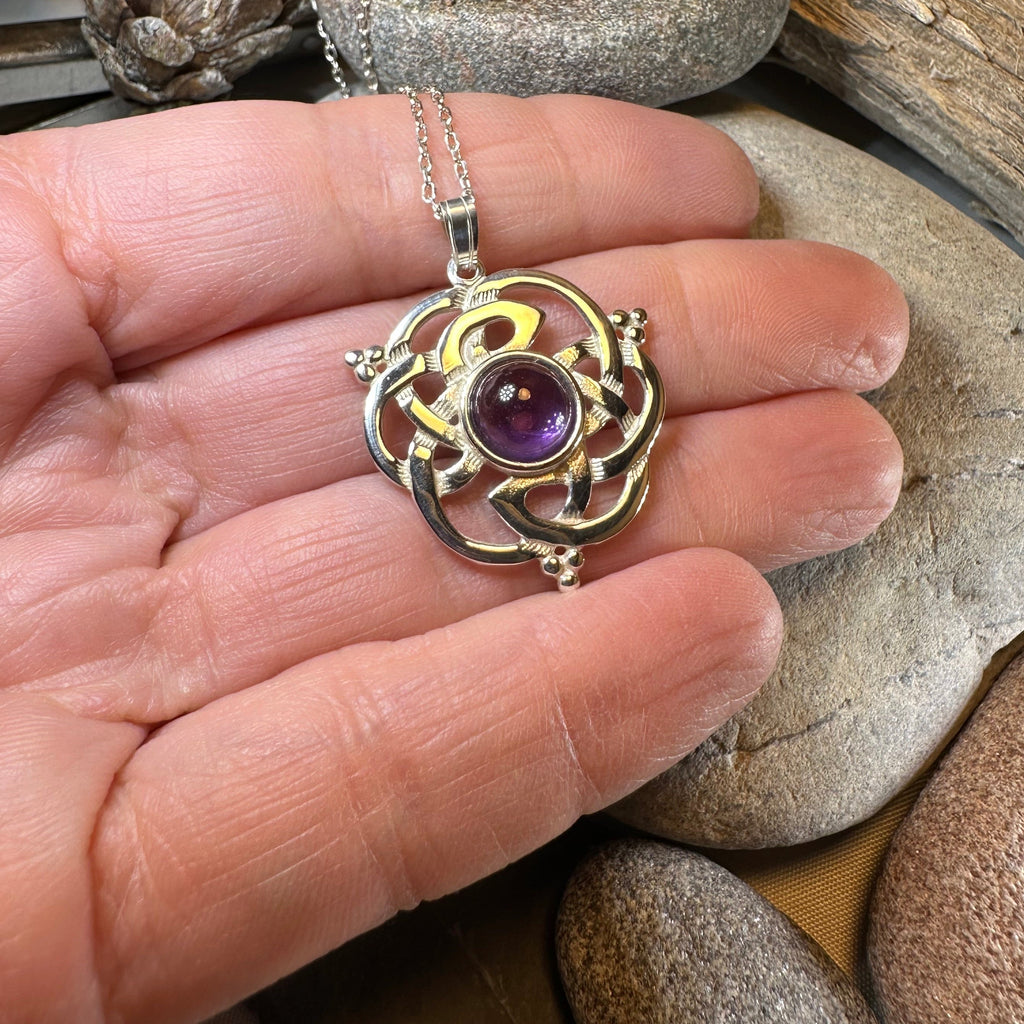 Kyrie Amethyst Celtic Knot Necklace - Handmade in Scotland