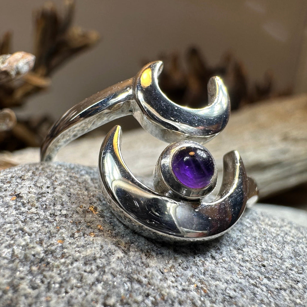 Double Crescent Moon Ring in Sterling Silver