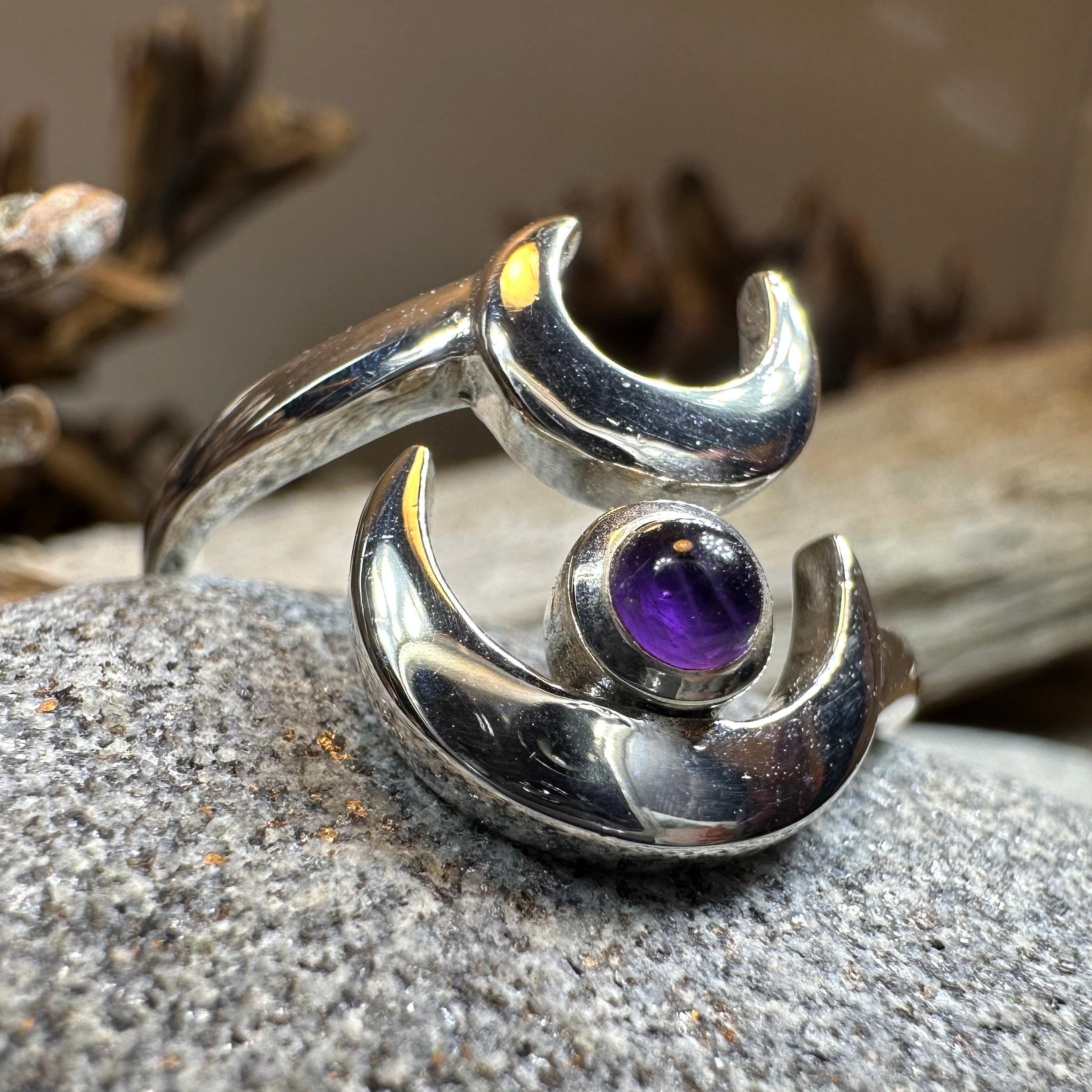 Double Crescent Moon Ring in Sterling Silver