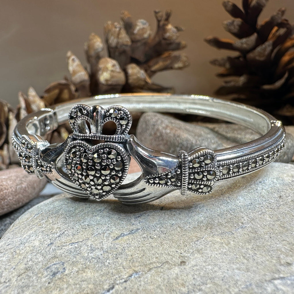 Galway Irish Claddagh Marcasite Bracelet in Sterling Silver