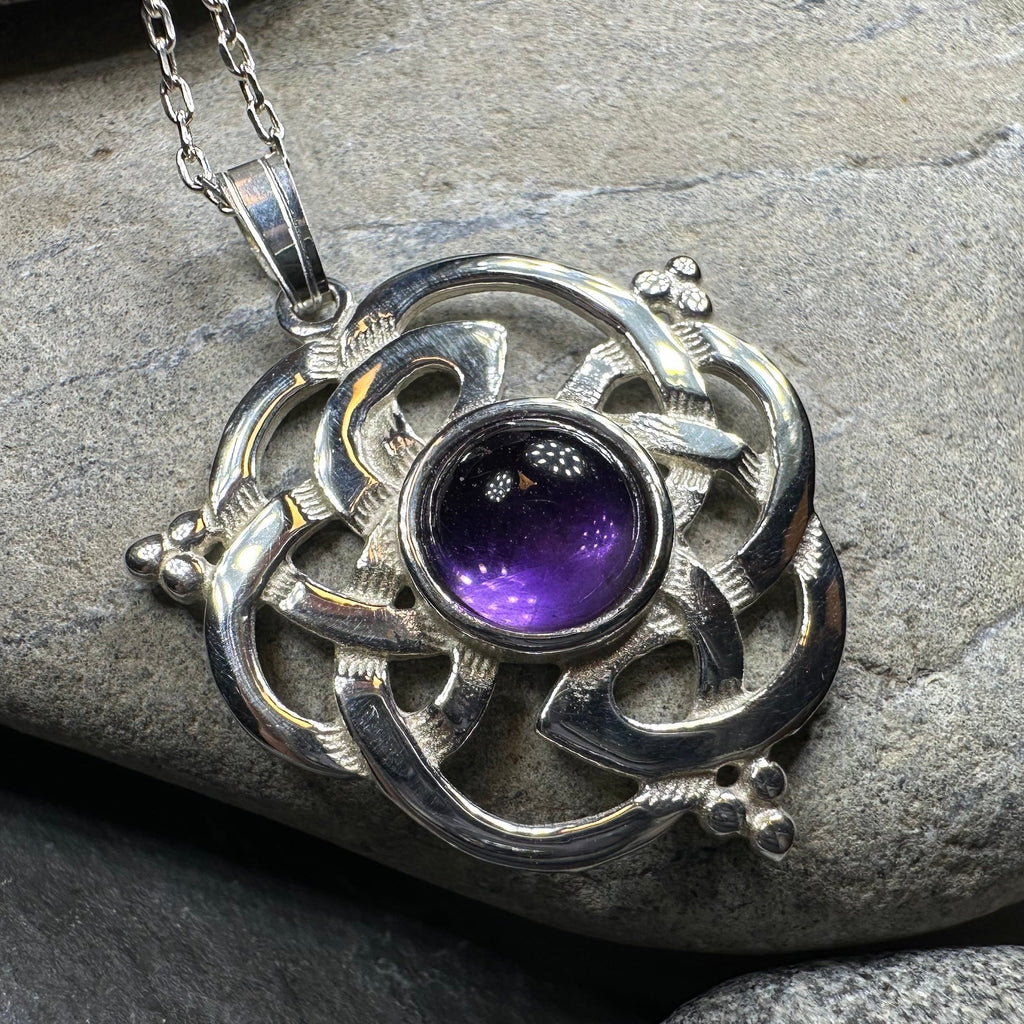 Kyrie Amethyst Celtic Knot Necklace - Handmade in Scotland