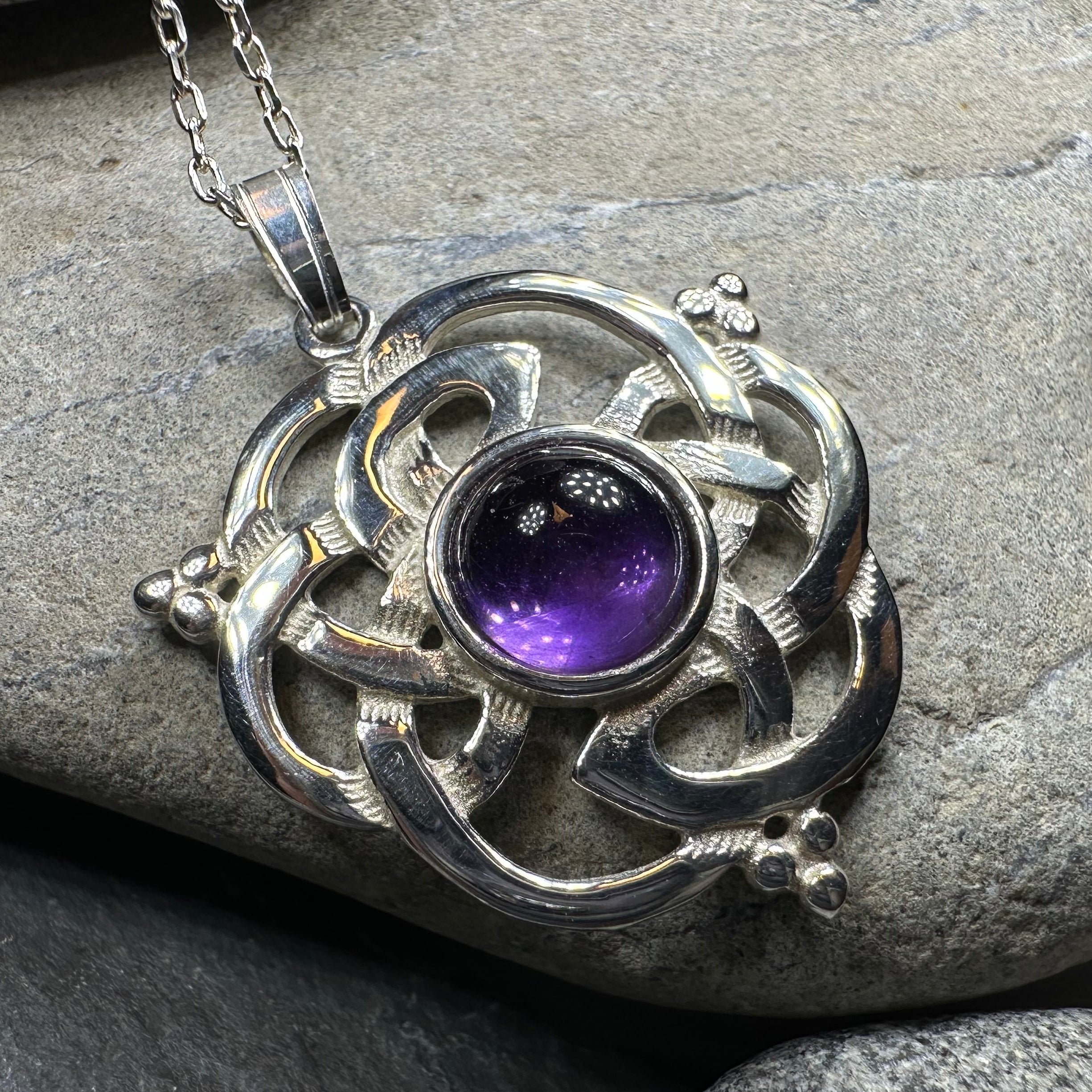 Kyrie Amethyst Celtic Knot Necklace - Handmade in Scotland