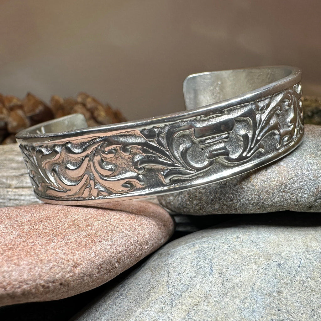 Baroque Pewter Cuff Bracelet - Handmade in Scotland