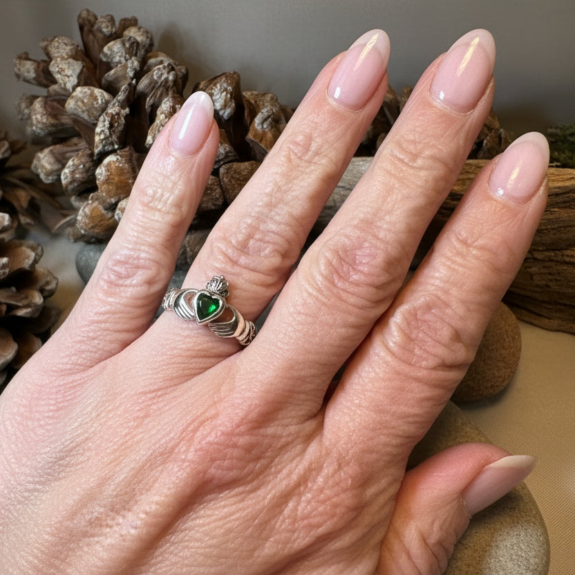 Irish Claddagh Trinity Knot Ring in Sterling Silver