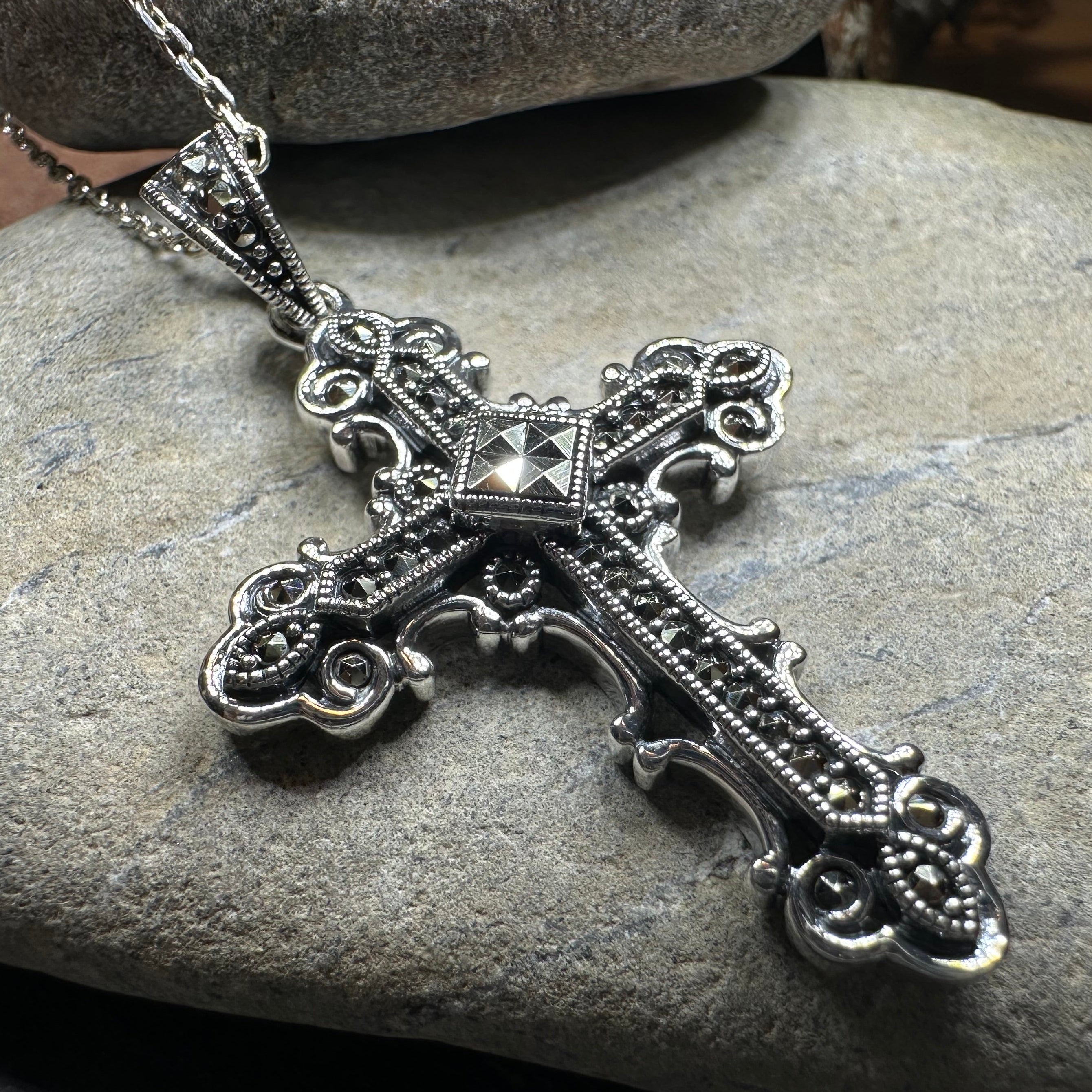 Jehanne Marcasite Cross Necklace