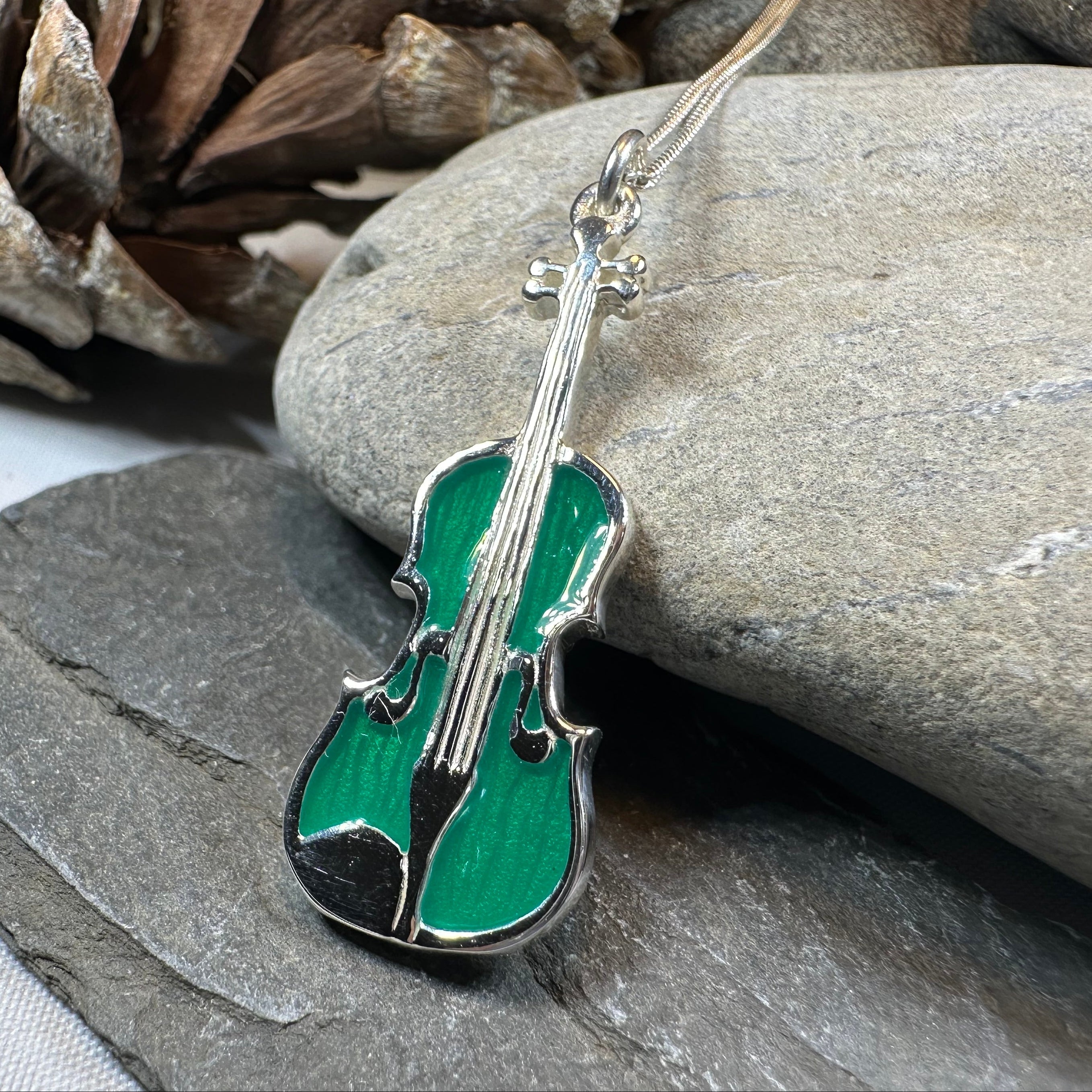Realistic Enamel Fiddle Necklace - Handmade in Scotland