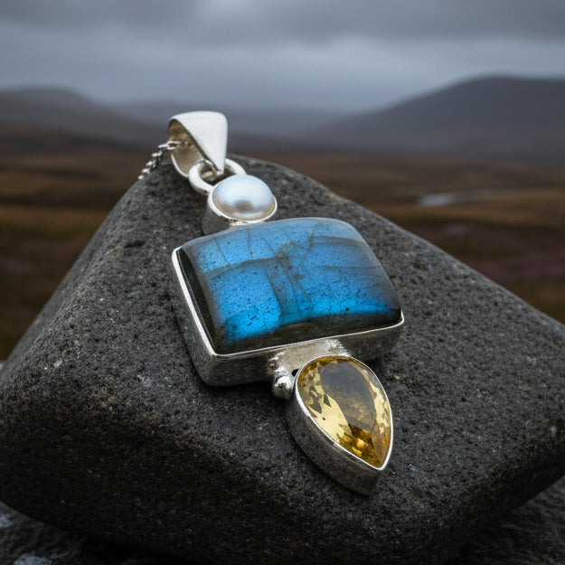 Citrine Blue Labradorite Necklace