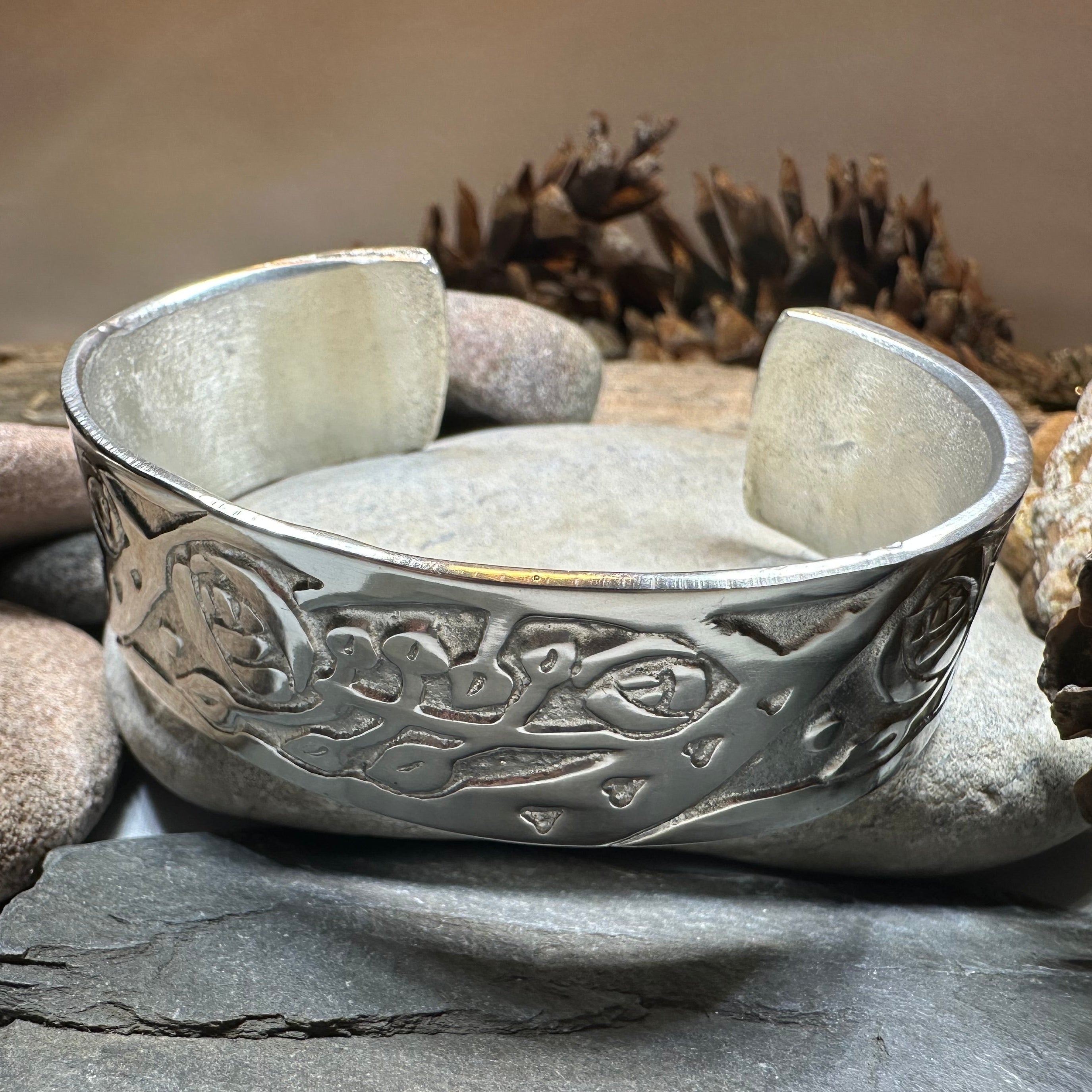 Celtic Mackintosh Flower Cuff Bracelet - Handmade in Scotland