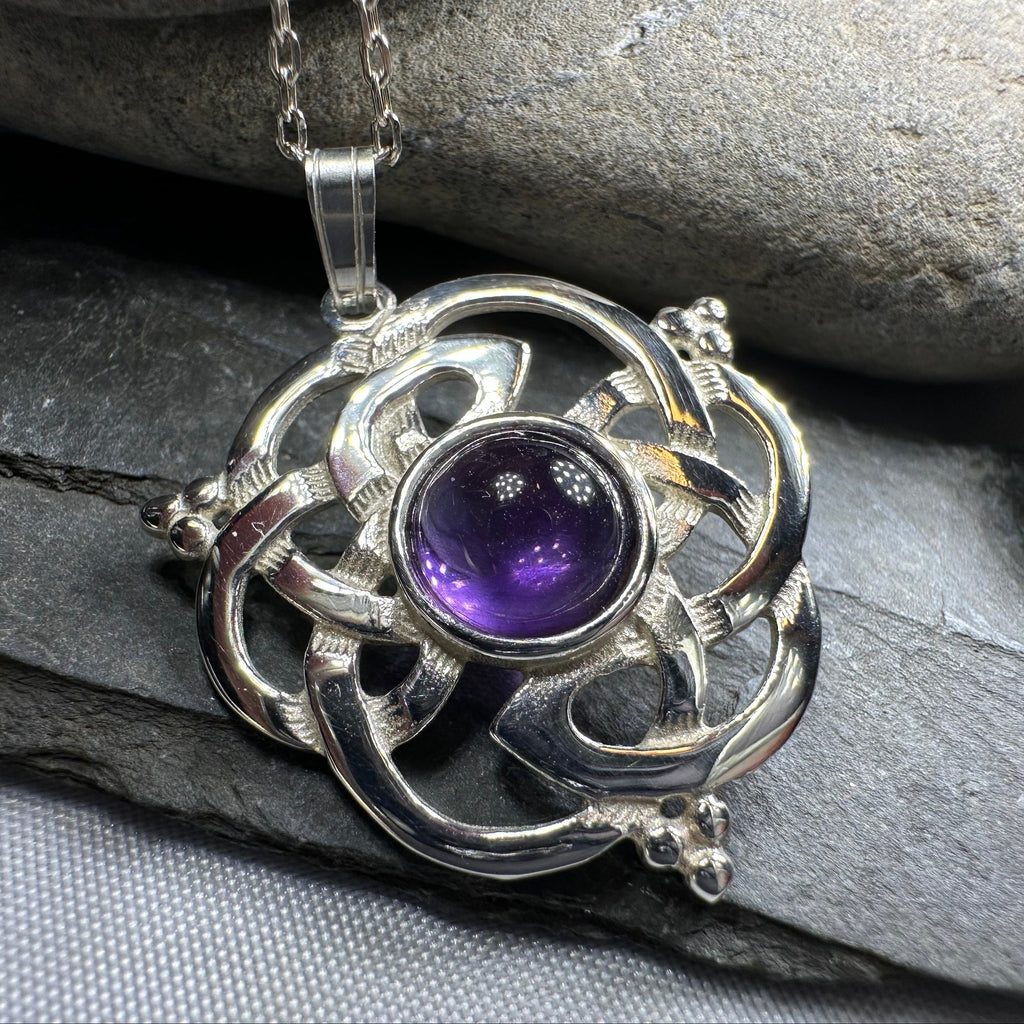 Kyrie Amethyst Celtic Knot Necklace - Handmade in Scotland