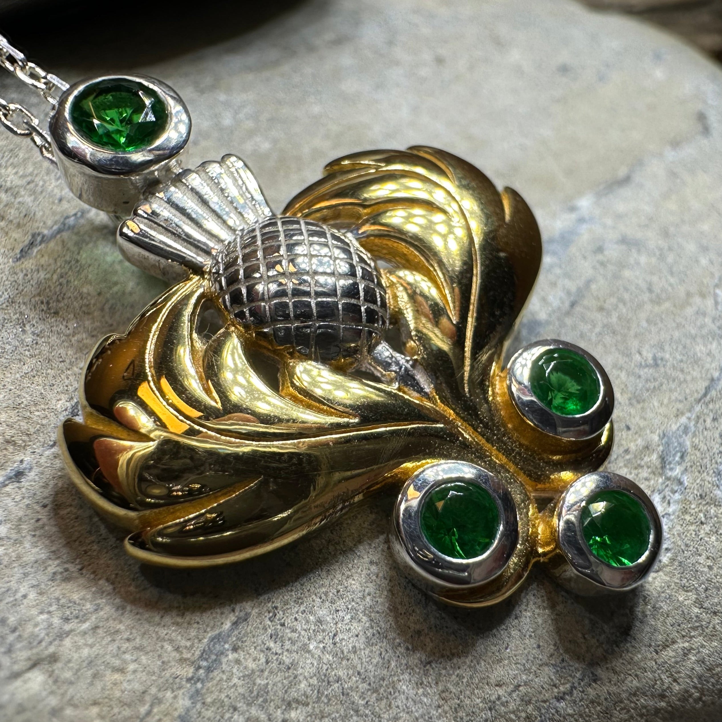 Aberdeenshire Scottish Thistle Necklace in Sterling Silver