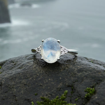 Winter Dawn Moonstone Ring in Sterling Silver