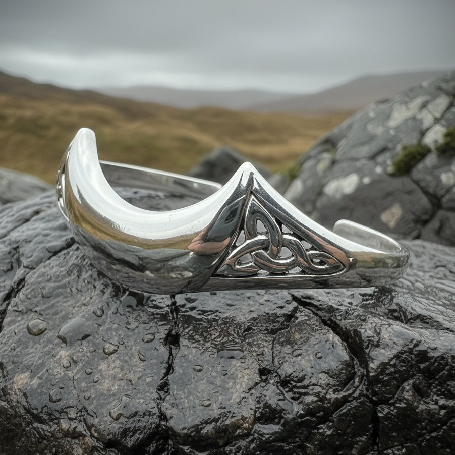Lucina Celtic Moon Cuff Bracelet in Sterling Silver