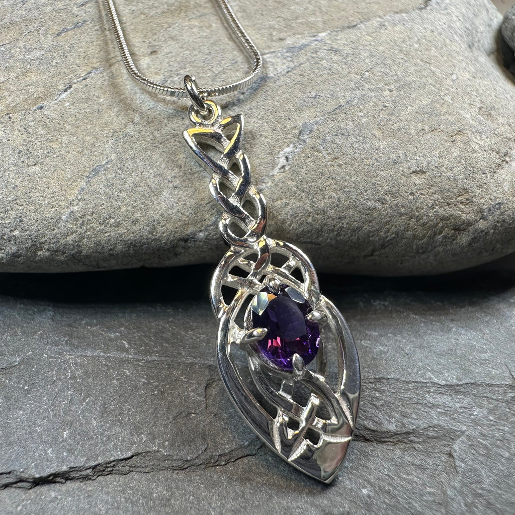 Georgina Celtic Knot Amethyst Necklace - Handmade in Scotland