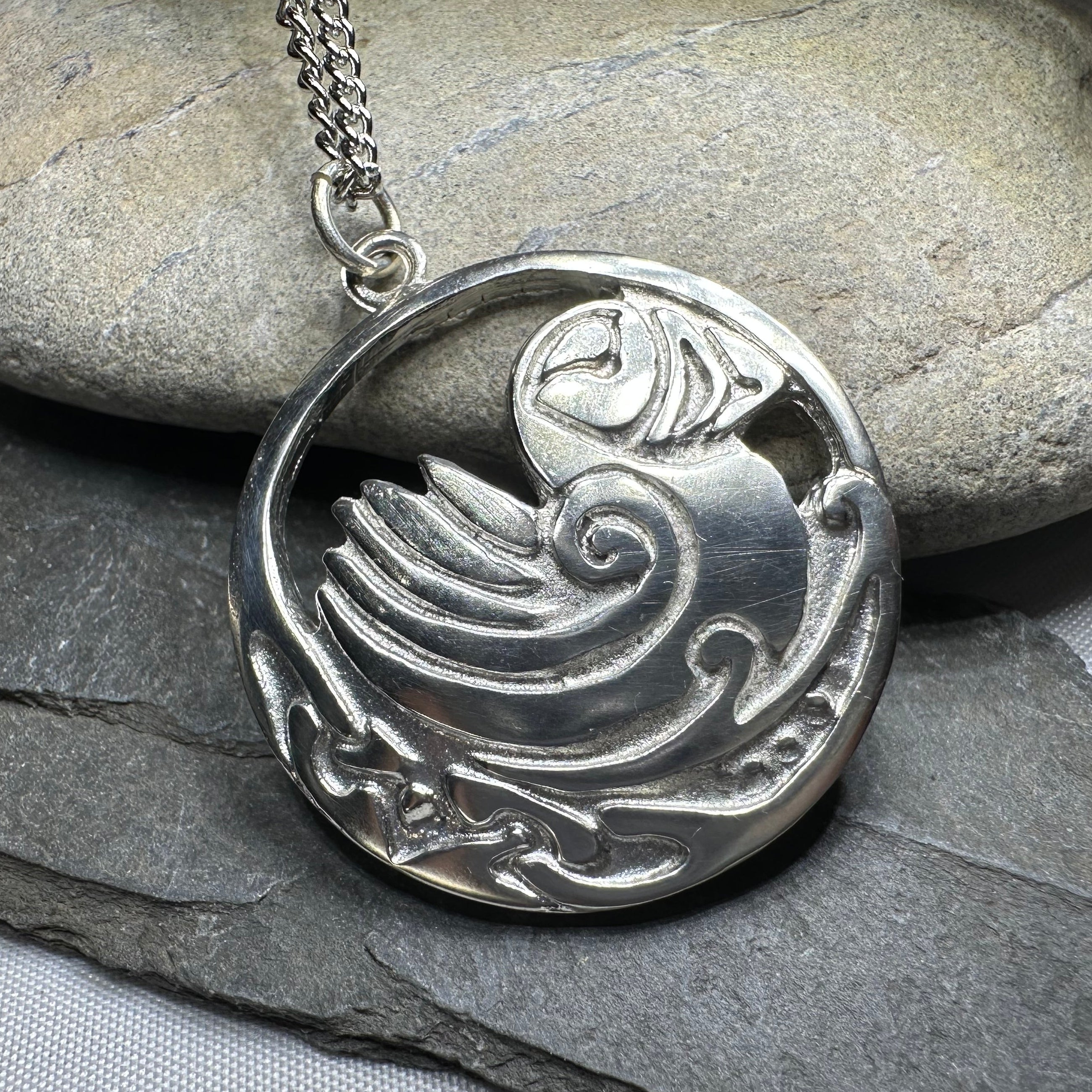Celtic Puffin Necklace - Handmade in Scotland