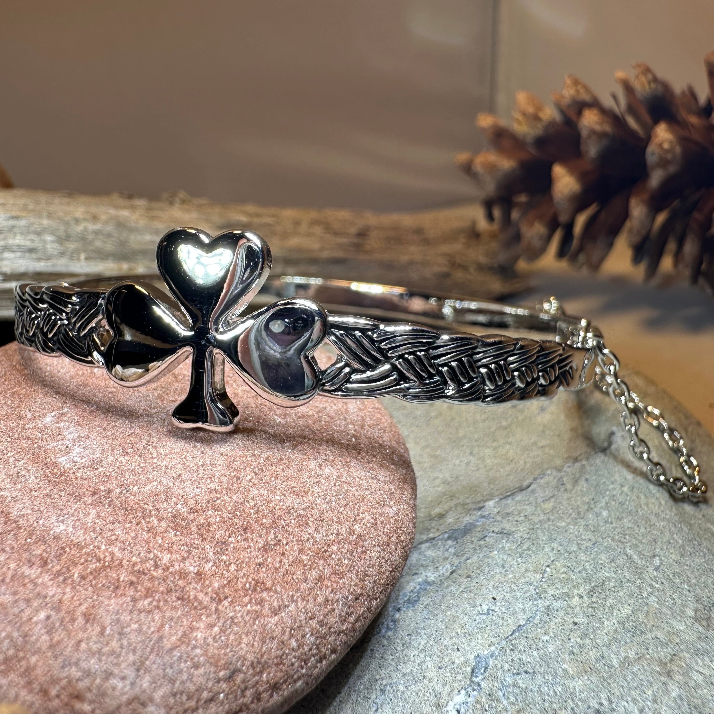 Irish Shamrock Bangle Bracelet