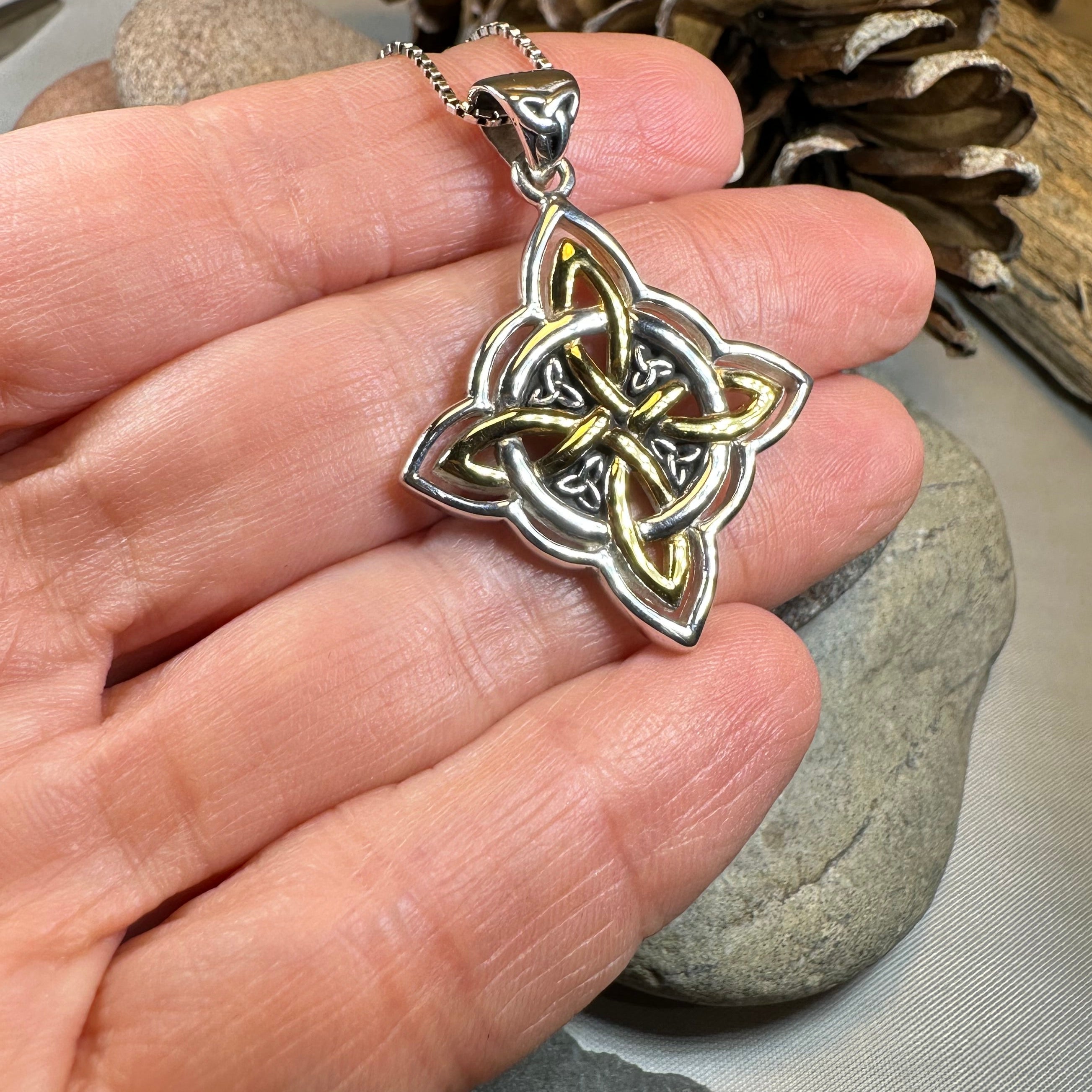 Classic Quaternary Knot Necklace in Sterling Silver
