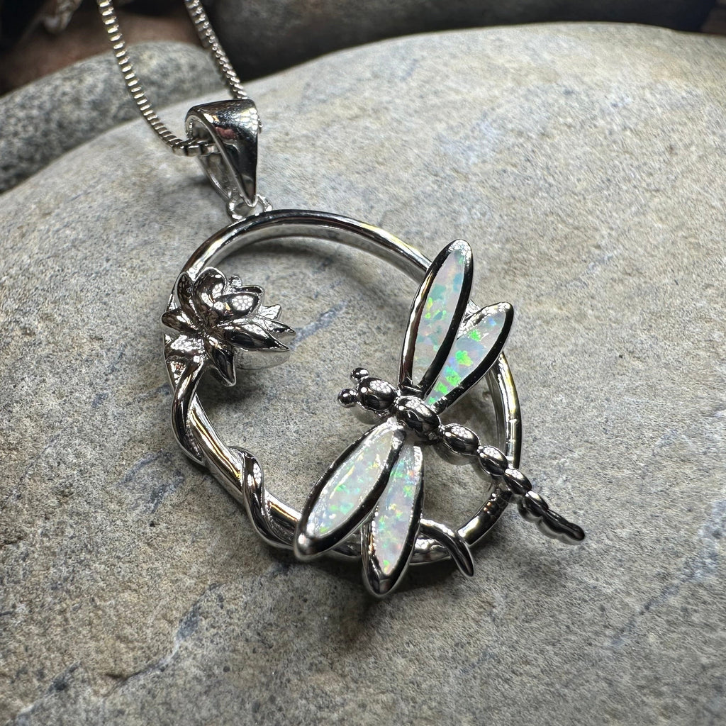 Waterfall Dragonfly and Lotus Flower Necklace